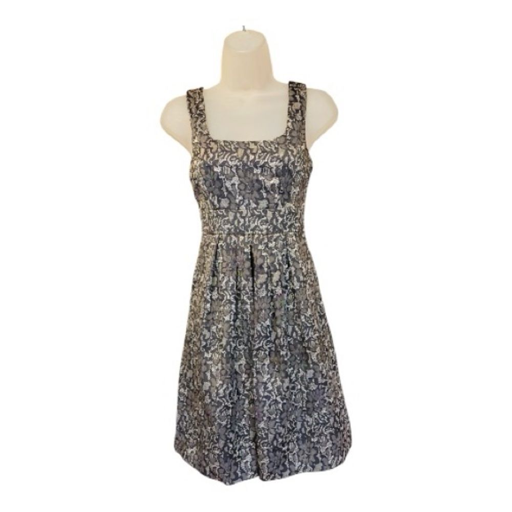 Studio Y Black Lace on nude underlay print pattern mini dress Empire waist
